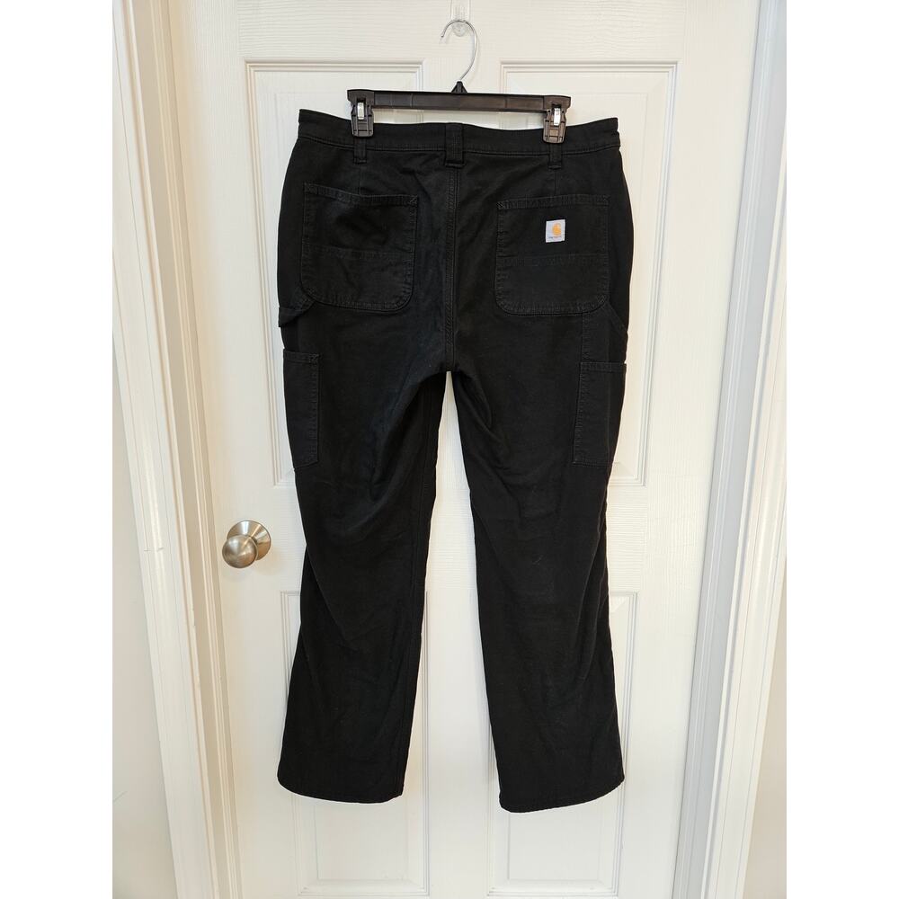 Carhartt Women’s 12 Regular Black Fleece Lined Loose Fit Work Utility Pants - Picture 2 of 7